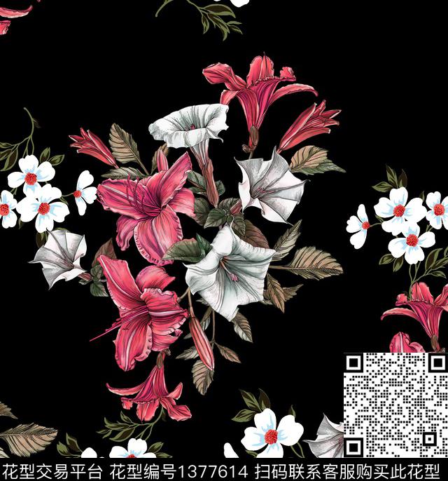 向日葵鸢尾花大牌风数码印花华亿平台下载（图片编号: 1377614） - 瓦栏（Walan）