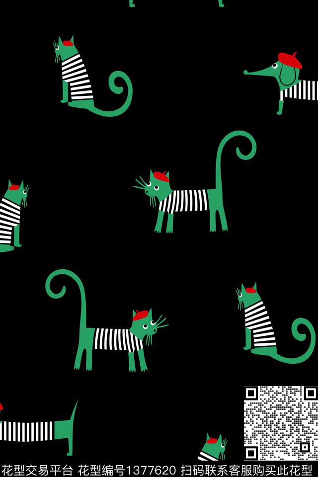 童装猫卡通传统印花华亿平台下载（图片编号: 1377620） - 瓦栏（Walan）