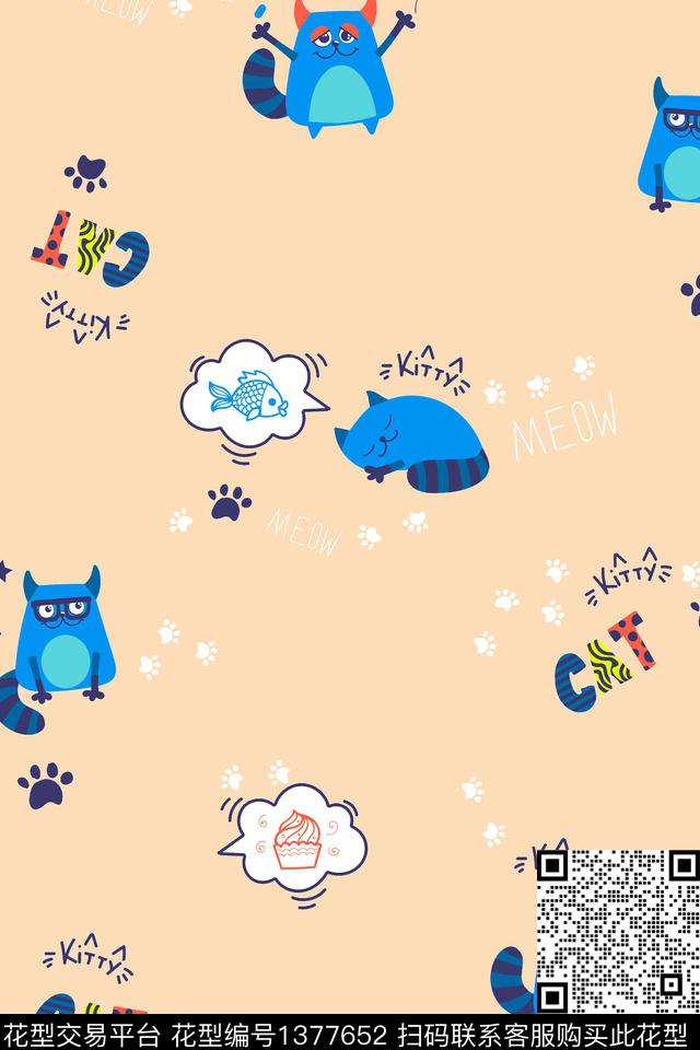 字母家居服卡通数码印花华亿平台下载（图片编号: 1377652） - 瓦栏（Walan）