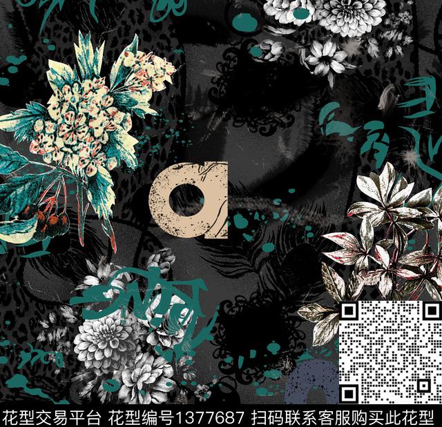 复古大牌风潮牌数码印花华亿平台下载（图片编号: 1377687） - 瓦栏（Walan）