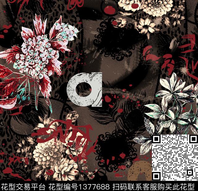 复古大牌风潮牌数码印花华亿平台下载（图片编号: 1377688） - 瓦栏（Walan）