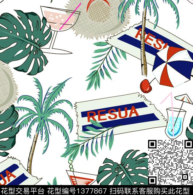 绿植树叶大牌风热带华亿平台数码印花华亿平台下载（图片编号: 1377867） - 瓦栏（Walan）