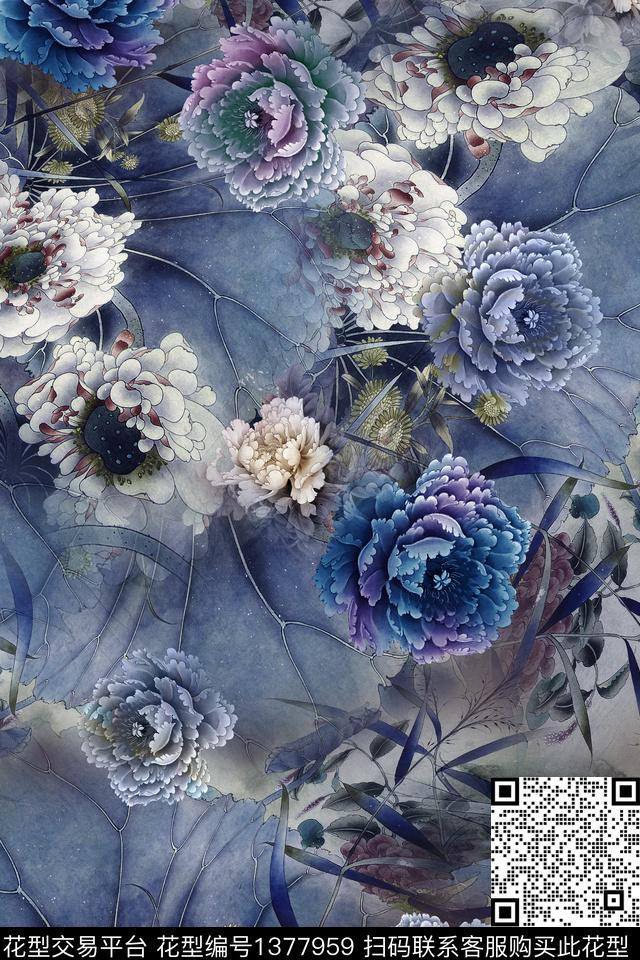 花卉旗袍中国风数码印花华亿平台下载（图片编号: 1377959） - 瓦栏（Walan）