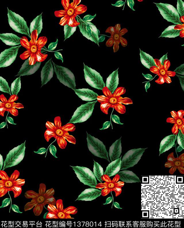 连衣裙女装花卉传统印花华亿平台下载（图片编号: 1378014） - 瓦栏（Walan）