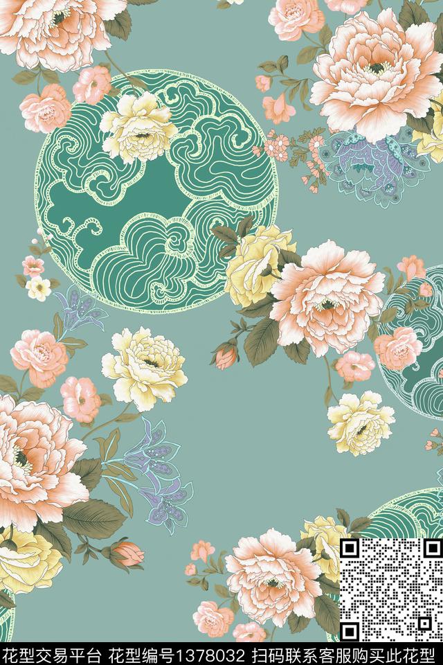 绿植树叶大牌风香云纱数码印花华亿平台下载（图片编号: 1378032） - 瓦栏（Walan）