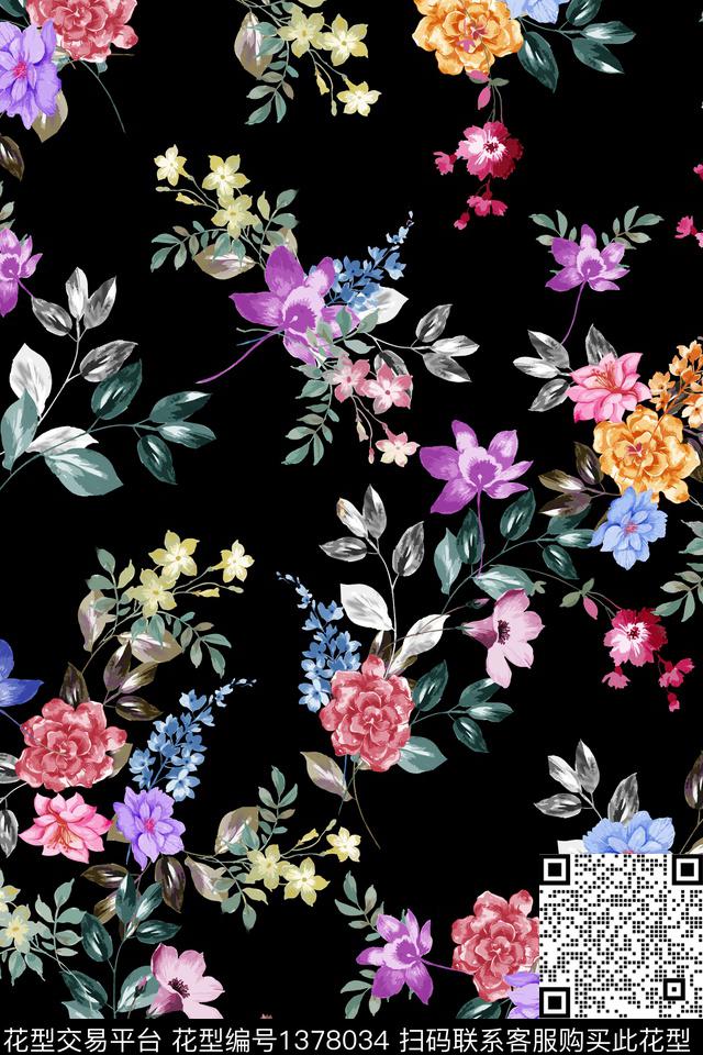 绿植树叶花卉大牌风数码印花华亿平台下载（图片编号: 1378034） - 瓦栏（Walan）