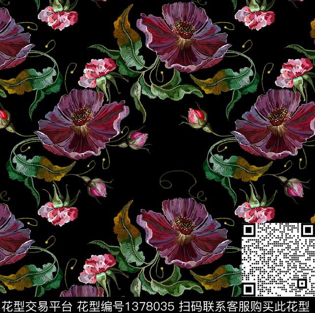 绿植树叶花卉大牌风传统印花华亿平台下载（图片编号: 1378035） - 瓦栏（Walan）