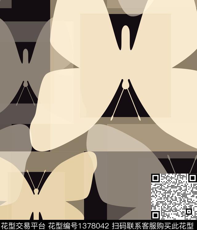 几何抽象混合拼接数码印花华亿平台下载（图片编号: 1378042） - 瓦栏（Walan）