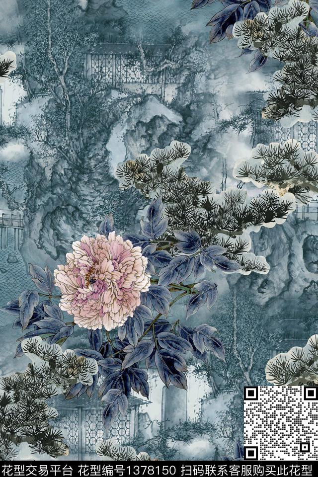 油画华亿平台纹理香云纱数码印花华亿平台下载（图片编号: 1378150） - 瓦栏（Walan）