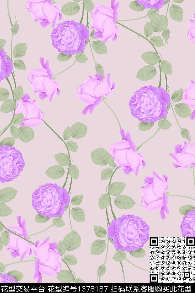 花卉花瓣大牌风数码印花华亿平台下载（图片编号: 1378187） - 瓦栏（Walan）