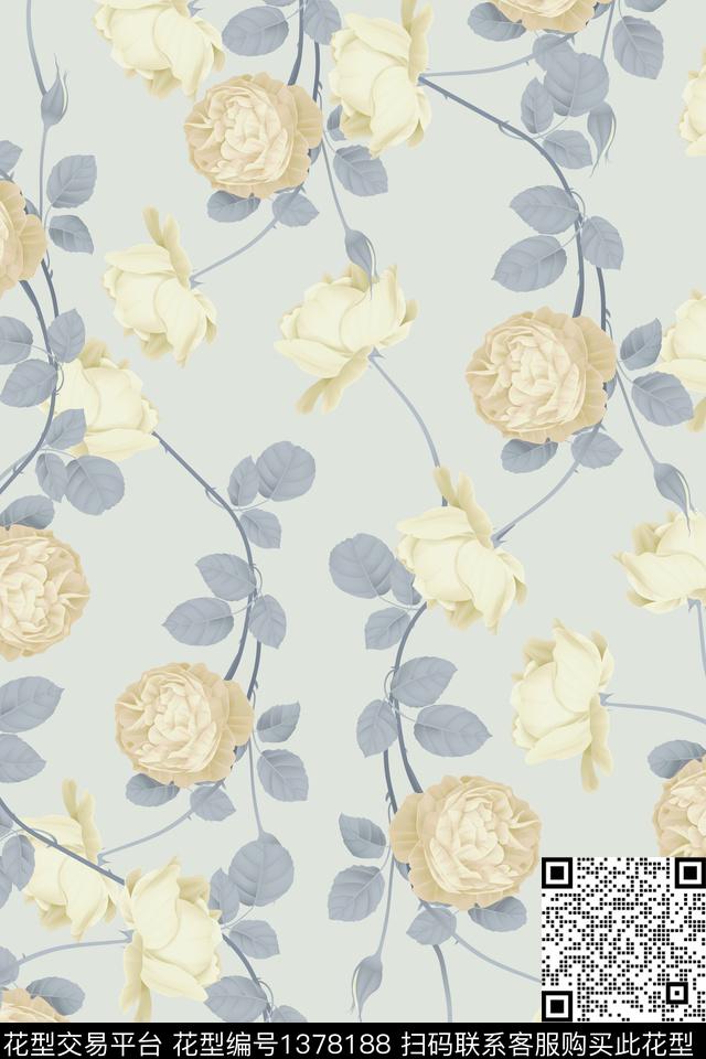 花卉花瓣大牌风数码印花华亿平台下载（图片编号: 1378188） - 瓦栏（Walan）
