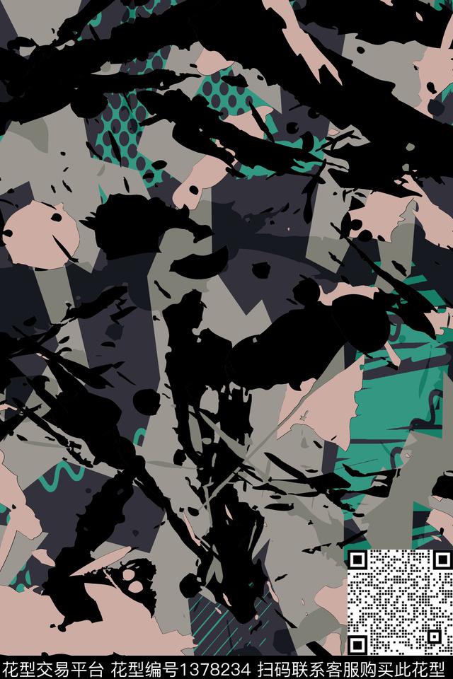 男装满版花扎染华亿平台迷彩传统印花华亿平台下载（图片编号: 1378234） - 瓦栏（Walan）