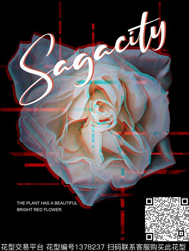 简约文字玫瑰花数码印花华亿平台下载（图片编号: 1378237） - 瓦栏（Walan）