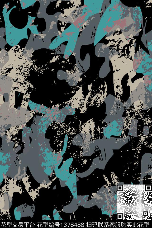 几何男装满版花迷彩传统印花华亿平台下载（图片编号: 1378488） - 瓦栏（Walan）