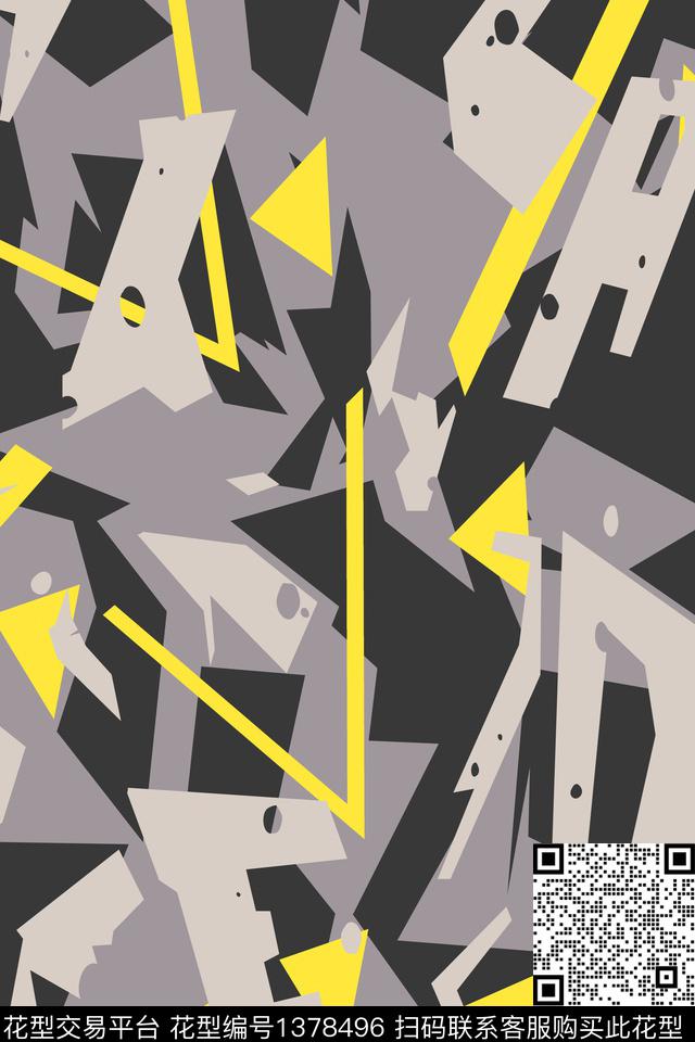 几何男装满版花迷彩传统印花华亿平台下载（图片编号: 1378496） - 瓦栏（Walan）