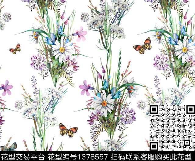 花卉蝴蝶花卉大牌风数码印花华亿平台下载（图片编号: 1378557） - 瓦栏（Walan）