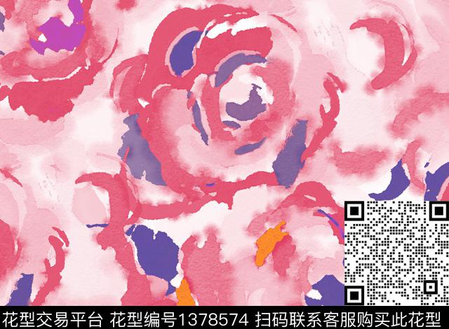 扎染华亿平台女装花卉数码印花华亿平台下载（图片编号: 1378574） - 瓦栏（Walan）