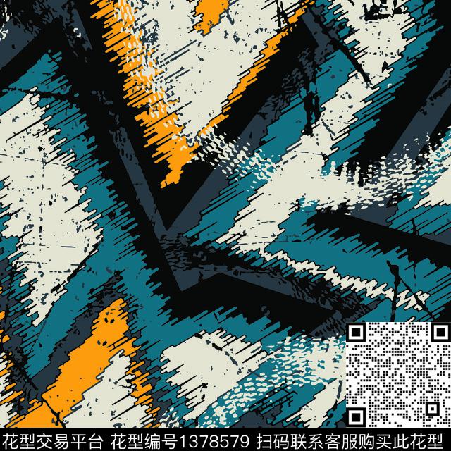 几何豹纹迷彩数码印花华亿平台下载（图片编号: 1378579） - 瓦栏（Walan）