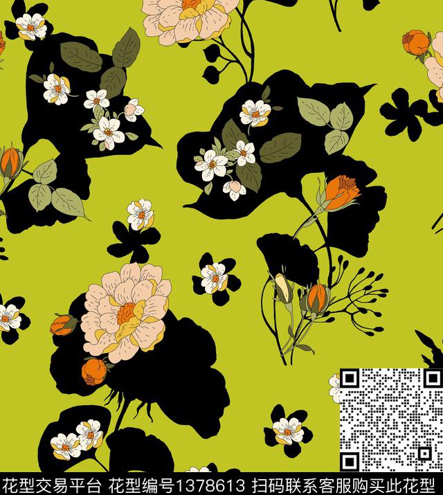 连衣裙女装花卉数码印花华亿平台下载（图片编号: 1378613） - 瓦栏（Walan）