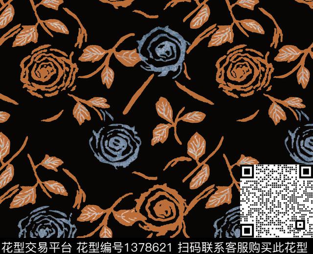 数码华亿平台花卉大牌风数码印花华亿平台下载（图片编号: 1378621） - 瓦栏（Walan）