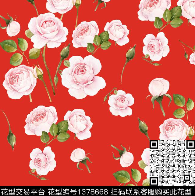 玫瑰花VALENTINO2021春夏数码印花华亿平台下载（图片编号: 1378668） - 瓦栏（Walan）