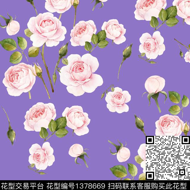 玫瑰花VALENTINO2021春夏数码印花华亿平台下载（图片编号: 1378669） - 瓦栏（Walan）