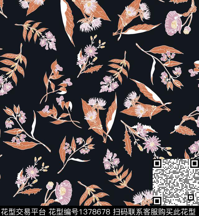 梅花樱桃樱花数码印花华亿平台下载（图片编号: 1378678） - 瓦栏（Walan）