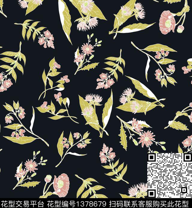 樱花小碎花ULLAJOHNSON数码印花华亿平台下载（图片编号: 1378679） - 瓦栏（Walan）