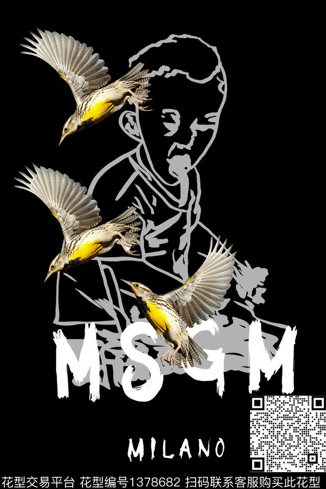 定位花字母人物数码印花华亿平台下载（图片编号: 1378682） - 瓦栏（Walan）