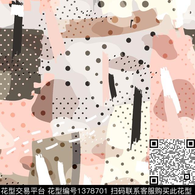 时尚几何混合拼接数码印花华亿平台下载（图片编号: 1378701） - 瓦栏（Walan）