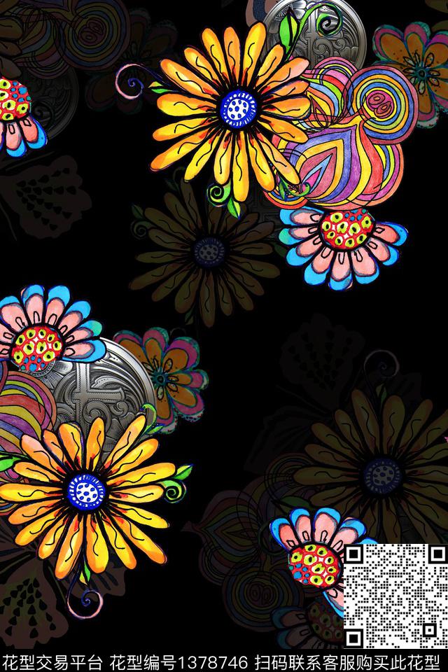 旗袍香云纱真丝数码印花华亿平台下载（图片编号: 1378746） - 瓦栏（Walan）