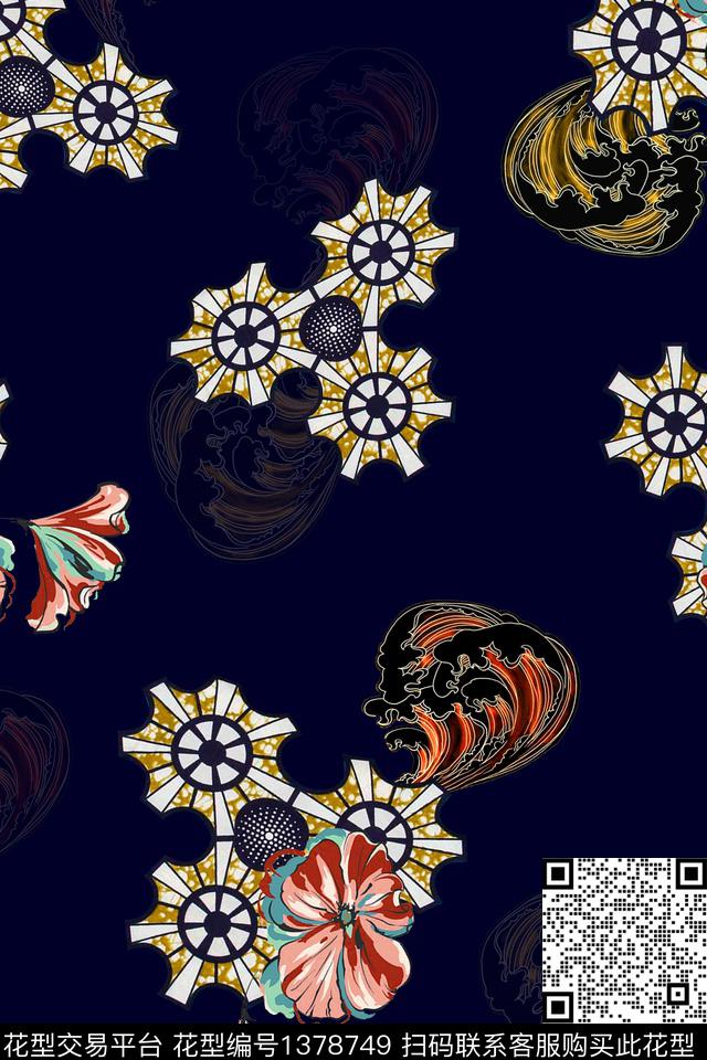 旗袍香云纱真丝数码印花华亿平台下载（图片编号: 1378749） - 瓦栏（Walan）