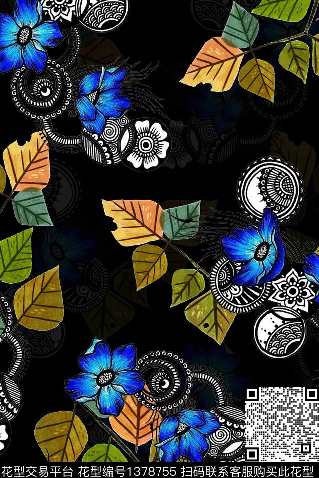 旗袍香云纱真丝数码印花华亿平台下载（图片编号: 1378755） - 瓦栏（Walan）