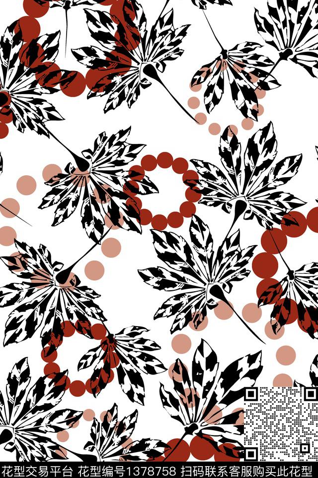 绿植树叶大牌风波点传统印花华亿平台下载（图片编号: 1378758） - 瓦栏（Walan）