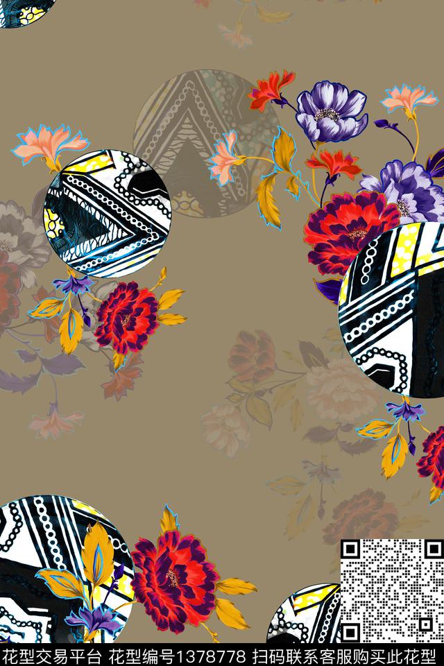 旗袍香云纱真丝数码印花华亿平台下载（图片编号: 1378778） - 瓦栏（Walan）