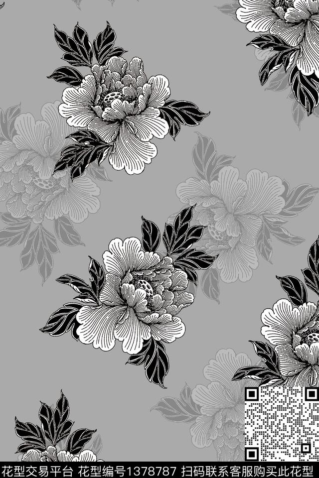 旗袍香云纱真丝数码印花华亿平台下载（图片编号: 1378787） - 瓦栏（Walan）