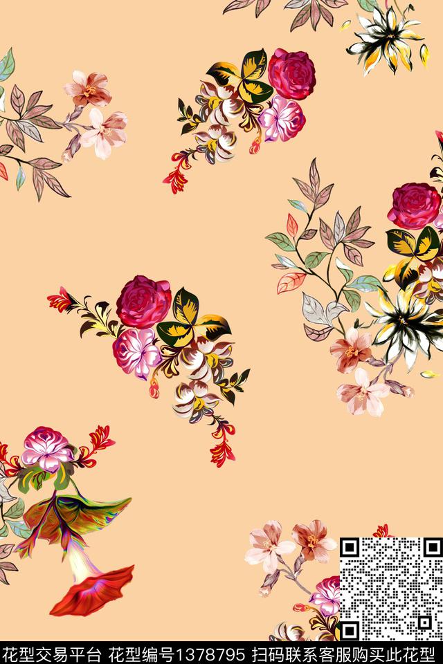 旗袍香云纱真丝数码印花华亿平台下载（图片编号: 1378795） - 瓦栏（Walan）