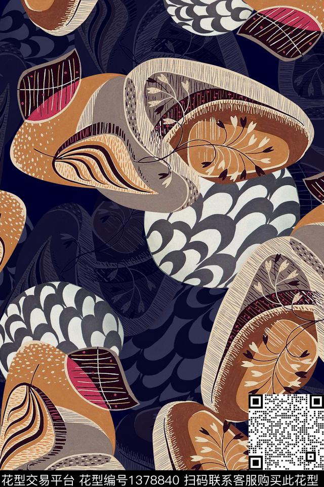 几何大牌风抽象数码印花华亿平台下载（图片编号: 1378840） - 瓦栏（Walan）