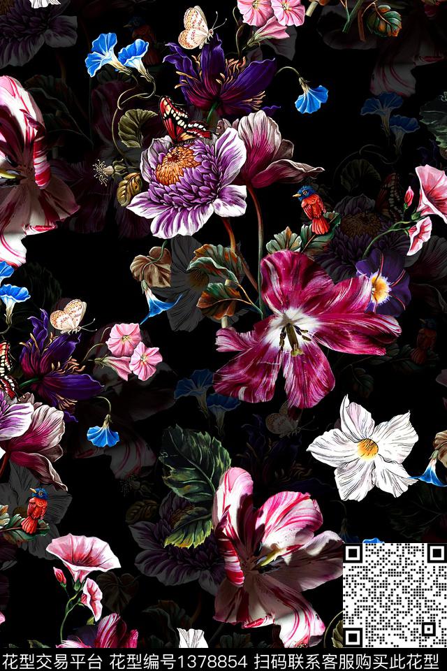 时尚数码华亿平台花卉数码印花华亿平台下载（图片编号: 1378854） - 瓦栏（Walan）