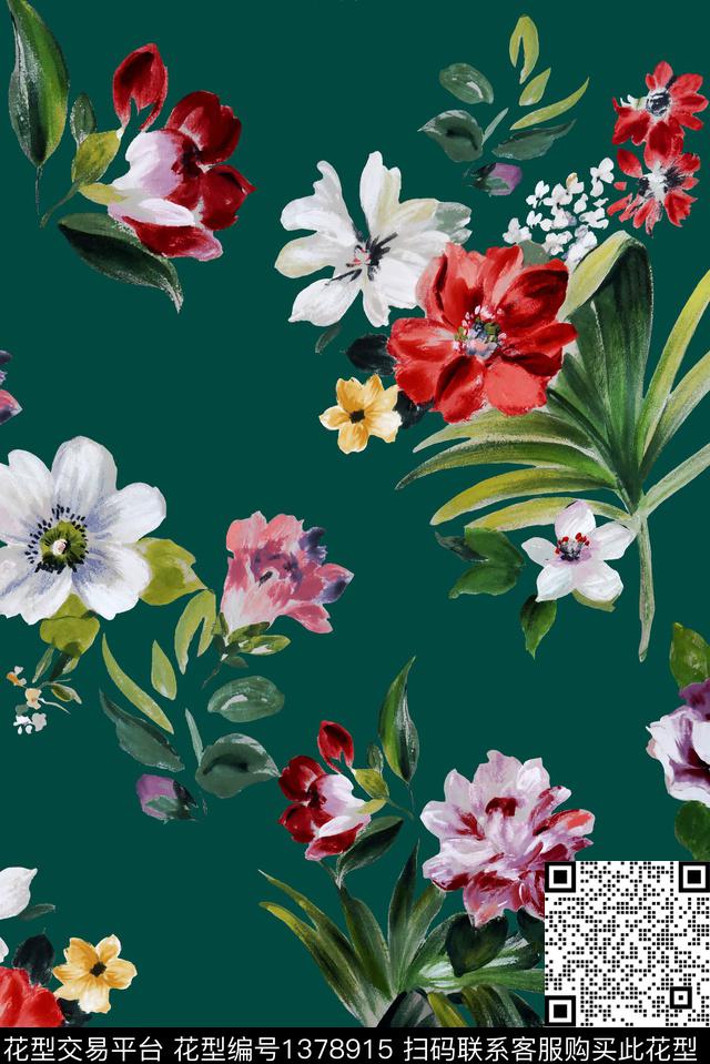 油画华亿平台花卉数码印花华亿平台下载（图片编号: 1378915） - 瓦栏（Walan）