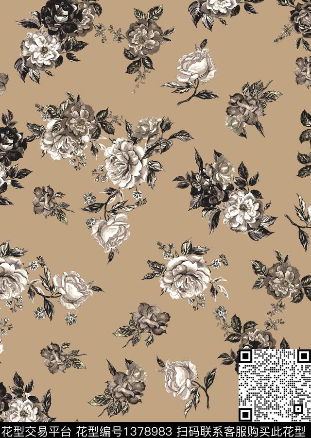 油画华亿平台复古褪色花卉传统印花华亿平台下载（图片编号: 1378983） - 瓦栏（Walan）