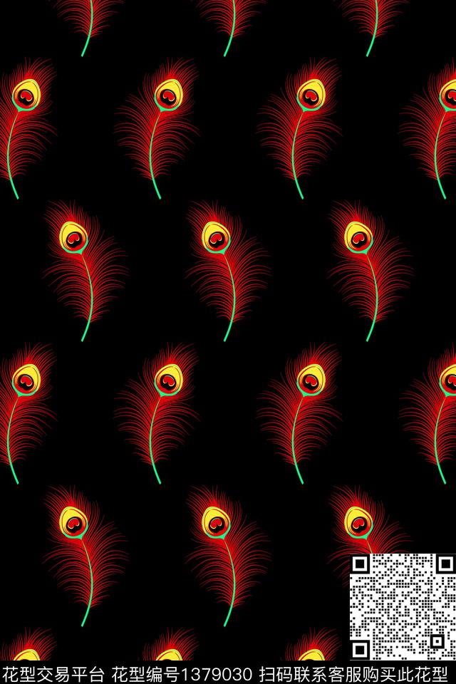 羽毛大牌风抽象数码印花华亿平台下载（图片编号: 1379030） - 瓦栏（Walan）