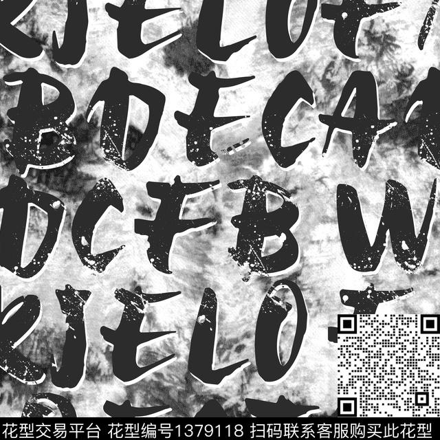 字母扎染华亿平台大牌风传统印花华亿平台下载（图片编号: 1379118） - 瓦栏（Walan）
