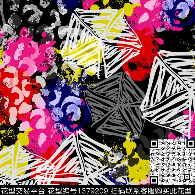 分形几何扎染华亿平台数码印花华亿平台下载（图片编号: 1379209） - 瓦栏（Walan）