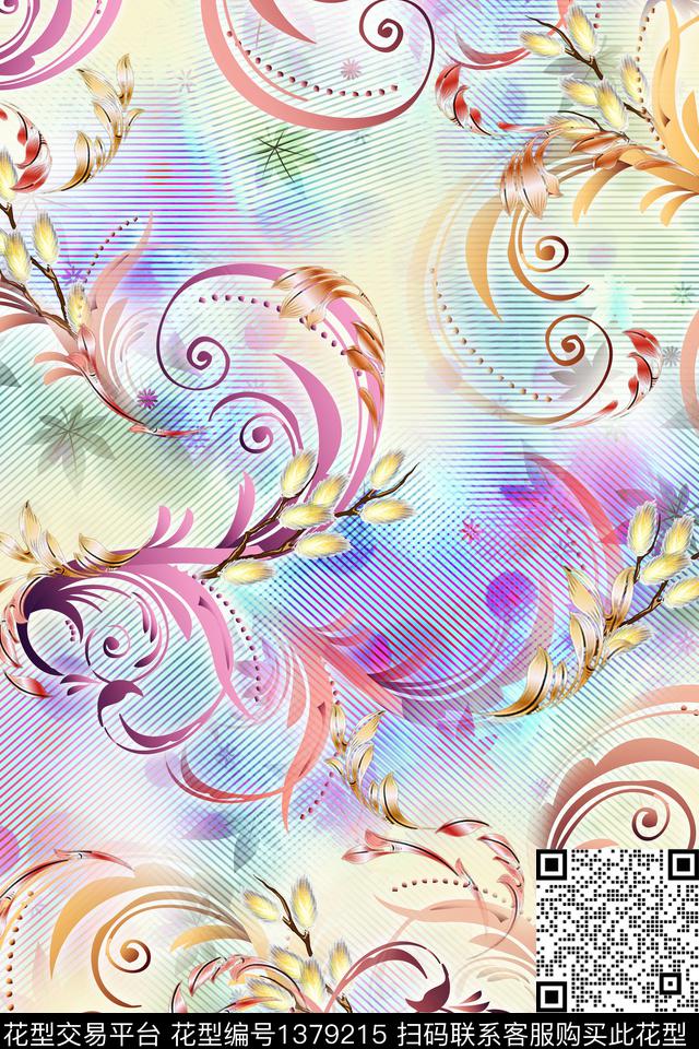 纸印花花卉中老年数码印花华亿平台下载（图片编号: 1379215） - 瓦栏（Walan）