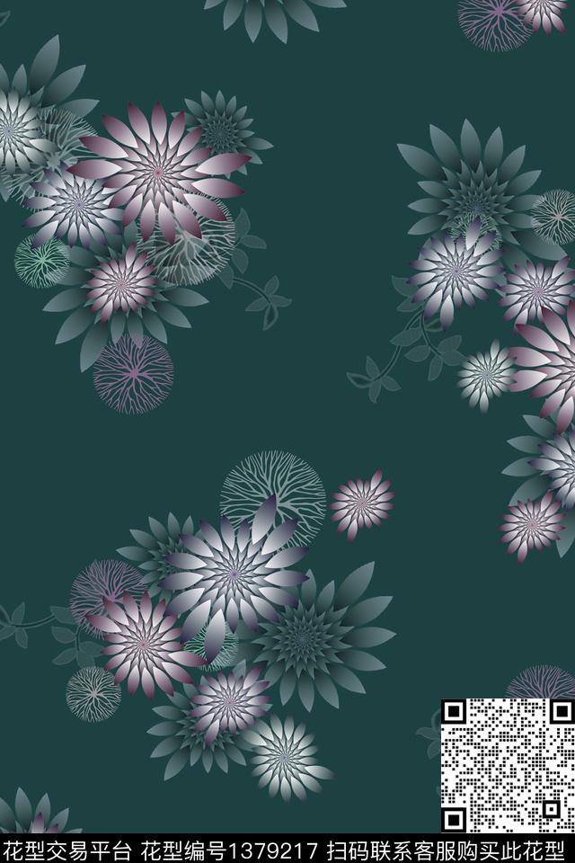 包金花卉中老年数码印花华亿平台下载（图片编号: 1379217） - 瓦栏（Walan）