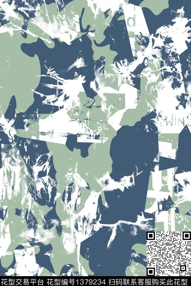 几何男装满版花迷彩传统印花华亿平台下载（图片编号: 1379234） - 瓦栏（Walan）