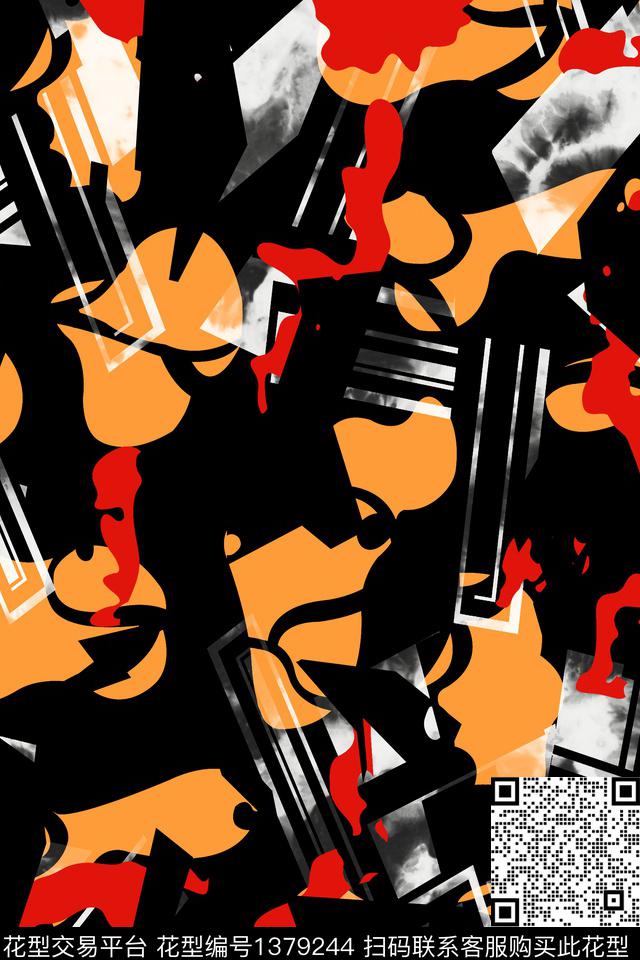 几何男装满版花迷彩传统印花华亿平台下载（图片编号: 1379244） - 瓦栏（Walan）