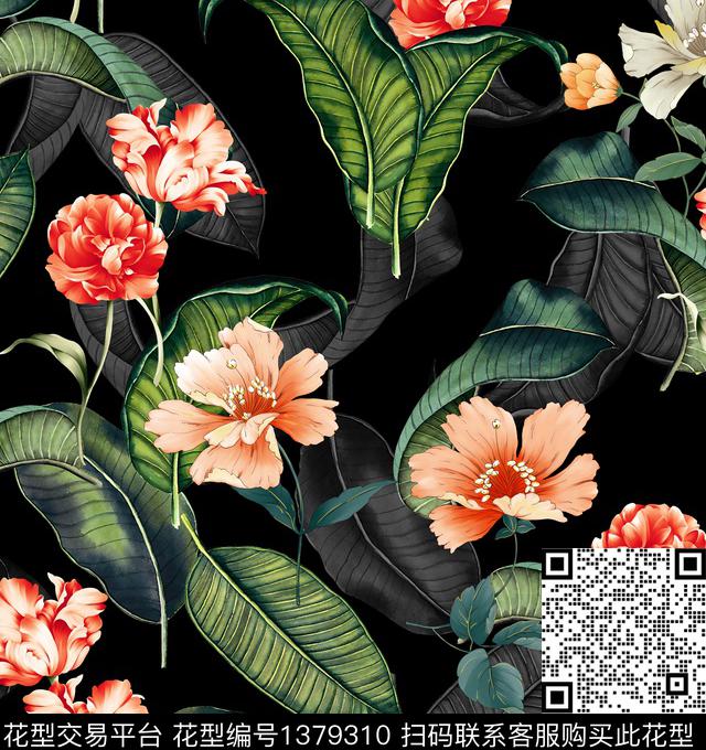 连衣裙女装花卉传统印花华亿平台下载（图片编号: 1379310） - 瓦栏（Walan）