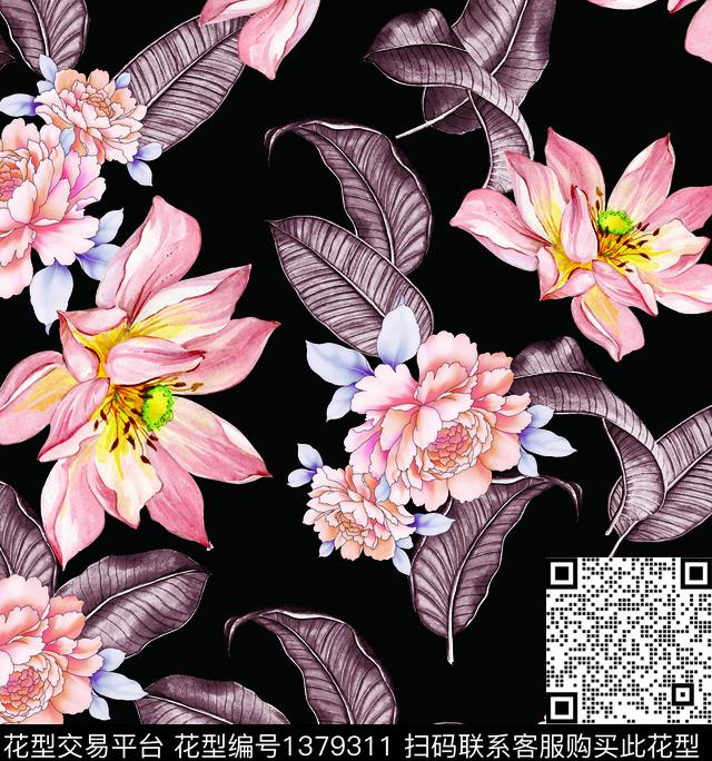 连衣裙女装花卉传统印花华亿平台下载（图片编号: 1379311） - 瓦栏（Walan）